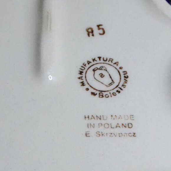 Authentic Boleslawiec Christmas Tree Design Dish Blue Peacock Eye Artisan Named - Picture 8 of 10